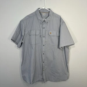 Carhartt Shirt Mens 3XL Blue White Checkered Force Relaxed Fit Button Up Pockets - Picture 1 of 8