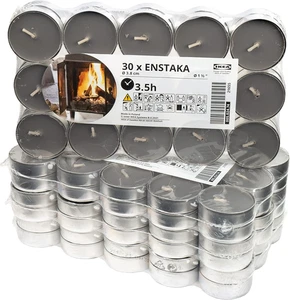 Velas Tealight Perfumadas Ikea ENSTAKA, Hoguera Terrosa/Dulce, Gris, Paquete de 3,5 horas 30 - Imagen 1 de 1