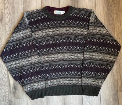 Suéter Pullover Cuello Redondo Tejido Suave Abuelo Estampado Vintage New Era Para Hombre M Foto 1 de 4