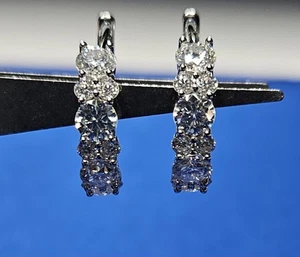 2.76CT Round Moissanite Hoop Stud Earrings 925 Sterling Silver Gra Certified - Picture 1 of 10