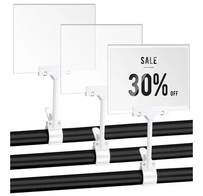 3 Pcs Acrylic Clip on Sign Holder with Clamp 5.5 x 7 Inch Retail Store Signs - Image 1 of 4