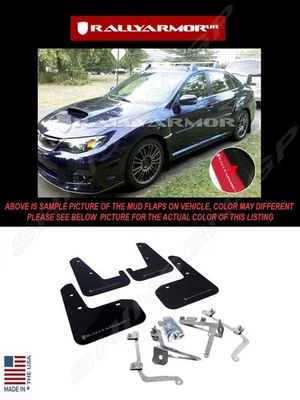 Черные грязевые щитки Rally Armor с серым логотипом для седана Subaru WRX/STI 2011-2014 годов выпуска - Изображение 1 из 3