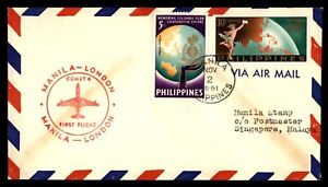 Mayfairstamps Philippines Flight 1961 Manila to London Comet 4 Cover aaj_63429