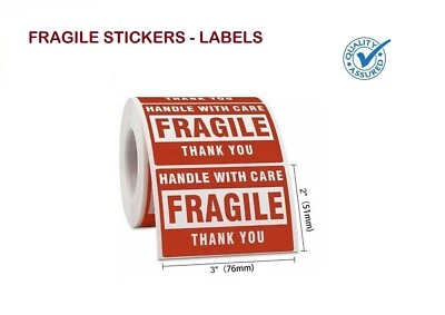 FRAGILE STICKERS/ LABELS - Red Warning Stickers --Shipping Postage Label Packing