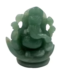Estatua de Ganesha de 3,5 pulgadas estatuilla tallada a mano escultura de aventurina para el hogar diciembre - Imagen 1 de 6