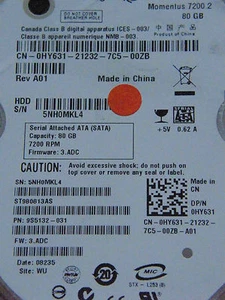 80 GB Seagate ST980813AS / 9S5132-031 / 3.ADC / WU/ 100430580 REV C disco rigido - Bild 1 von 1