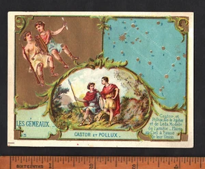 Star Constellations Gemini Twins Rare Trade Card Circa 1890s Astronomy Space - Picture 1 of 2