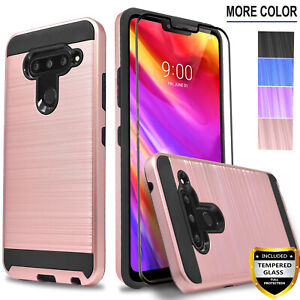 For LG V50 V40 ThinQ Phone Case, Shockproof Cover+ Tempered Glass Protector