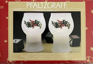 Pfaltzgraff Christmas Heritage Frosted Decal Mini Floating Pillar Candle Set - Picture 1 of 3