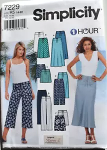 SIMPLICITY PATTERN 7229 SKIRT PANTS DRAWSTRING MISSES SIZES 14 -22 UNCUT FF - Picture 1 of 2
