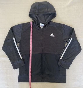 Kids Adidas Full Zip Jacket Hoodie Windbreaker  Charcoal Grey Sz SM 8 - Picture 1 of 9