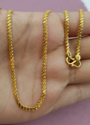 Auténtico Collar de Cadena de Oro 22K Hombre Diseño de Cadena de Serpiente Sello Sólido Oro Foto 1 de 4