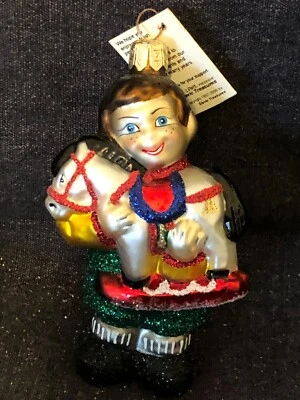 RETIRED Slavic Treasures Glass Rock-A-Billy Christmas Ornament 4", Poland - Image 1 of 4