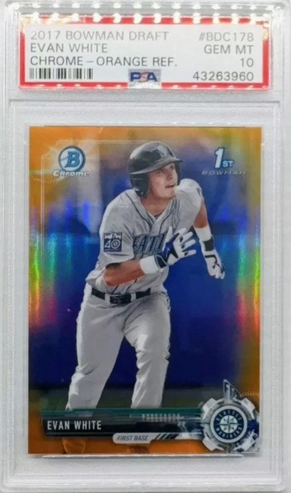 2017 Topps Bowman Chrome Draft #BDC178 Evan White Orange Refractor #22/25 PSA 10 - Image 1 of 4