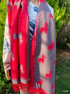 Reversible Scarf Long Soft Funky Llama Scarves Soft Cashmere Touch Tassels UK - Picture 1 of 57