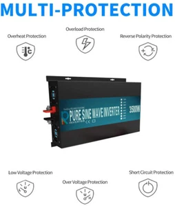 3500 W Pure Sine Wave Inverter 12V DC to AC 110v 120v Peak 7000 Remote Control - Picture 1 of 7