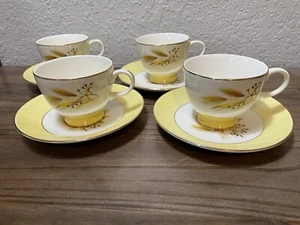 Vintage Century Service® Autumn Gold Wheat Dishes: 8pc Coffee Cups, Saucers - Picture 1 of 9