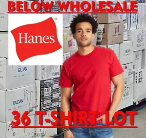 Below WHOLESALE Blank DiY T-Shirt - 24 2XL Deep Red HANES 5180Bulk Lot - Picture 1 of 3