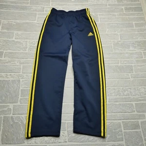 Adidas Climawarm Sweatpants Youth Large 14/16 Blue Yellow Stripe Fleece Athletic - Picture 1 of 8