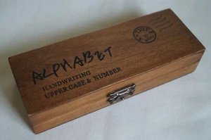 Vintage Style Arts Crafts Calligraphy Boxed 42 piece Upper Case Rubber Stamp Set - Picture 1 of 9