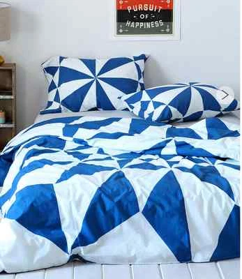 Retro Azul Queen Edredón Doona Cama Edredón Funda Almohada Juego Deslizable Niños Adolescentes Adultos Nuevo Foto 1 de 4