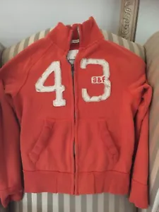 abercrombie kids boys sz L jacket muscle sweatshirt orange full zip - Picture 1 of 3