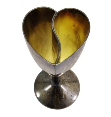 Copas de vino de San Valentín plateadas en forma de corazón promesas de boda Foto 1 de 4