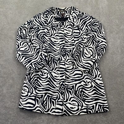 Женский блейзер Dana Buchman с принтом зебра размер L черный белый с длинными рукавами - Изображение 1 из 4