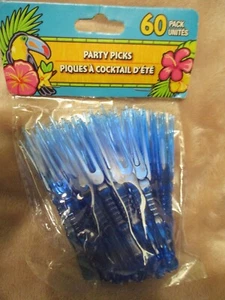 4” Plastic Party Picks - 1 Pack of 60 Each -Blue- New Factory Sealed FREE SHIP - Picture 1 of 2