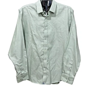 Camisa informal UNTUCKIT 100 % algodón verde/blanco con botones - Imagen 1 de 4