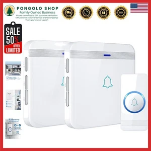 Elegant Wireless Doorbell Kit - Waterproof with 1300 Ft Range & 52 Melodies - Picture 1 of 9