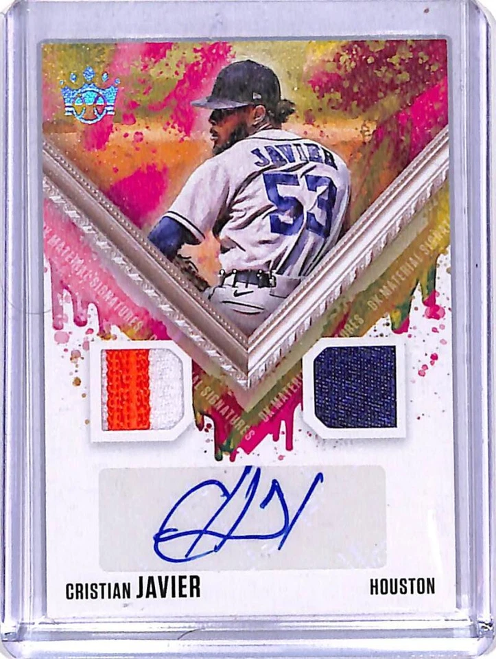 2021 Panini Diamond Kings Materials Holo Platinum Blue #76 Cristian Javier AUTO - Image 1 of 2