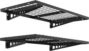 2-Pack 2X4Ft Garage Shelving Bike Storage Rack 24X48 Inch Black - Picture 1 of 12