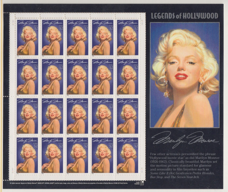 US #2967 Marilyn Monroe 32c Complete Sheet of 20 Mint Never Hinged - Image 1 of 1