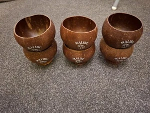 SET OF 6 MALIBU COCONUT CUPS - DRINK PUB HOME BAR SIX TUMBLER HOLIDAY - Picture 1 of 5