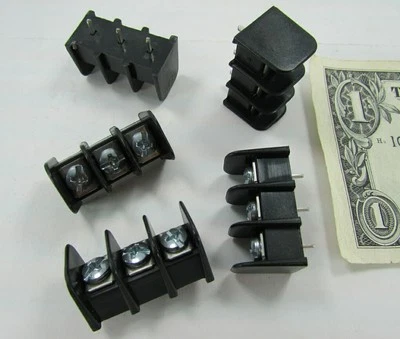 5 Molex Barrier Blocks 3 Pole Screw Terminals PCB Solder 3/8" Pitch 38720-6303 - Image 1 of 4