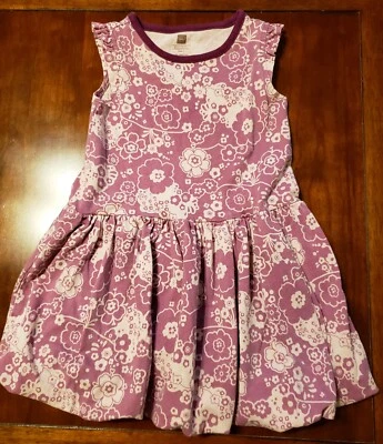 TEA Collection Girl Mauve Purple Floral Cotton Bubble Dress Size 2 EUC - Image 1 of 4