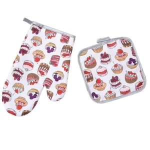 Cupcakes Cakes Oven Mitts Pot Holders Sets Heat Resistant Non-Slip Kitchen - Picture 1 of 3