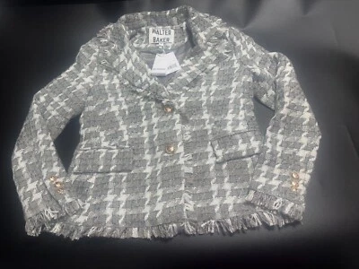 Blazer Walter Baker Nuevo con Etiquetas Damon Mediano Heritage Tweed Gris Muesca Sencillo Pecho Foto 1 de 4