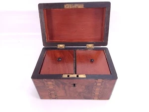 Antique Georgian twin compartment inlaid tea caddy - Picture 1 of 12