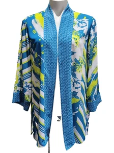 MULTIPLES Kimono Jacket Topper Size MEDIUM Open Front Banded Lightweight Flowing - Picture 1 of 13