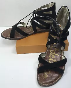 Sam Edelman KATYA Gladiator Black Velvety Suede Strappy Tie Sandals Women Sz 6.5 - Picture 1 of 7