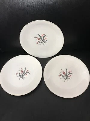 "3 platos de cena de 10"" con flores de punto rojo de madera de cuña de 10"" #547269. Excelente" Foto 1 de 3