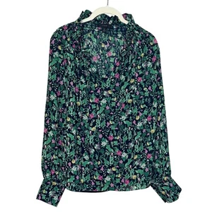 J. Rundhals Rüschen Top mit Trägertop Größe Medium Blumenmuster Garten drapiert Bindeband - Bild 1 von 10