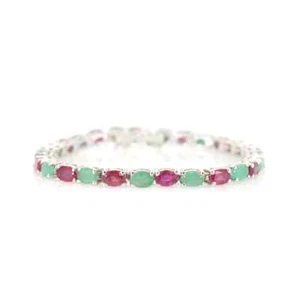 Ruby &Emerald Gemstone Bracelet Fashionable Bracelet 925 Silver Tennis Bracelet - Picture 1 of 8