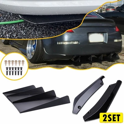 2Set Rear Diffuser Splitter Bumper + Spoiler Chin Wrap Lip Angle Splitters Unive - Image 1 of 4