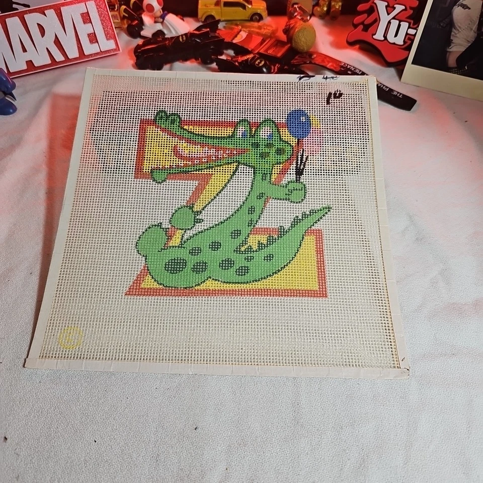 Vintage Needlepoint Canvas:  Childrens Theme Letter "Z" - Image 1 of 1