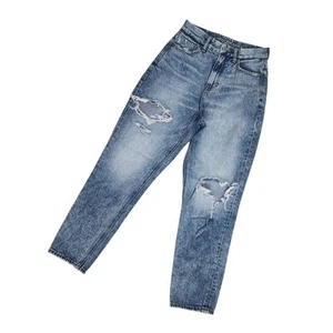 American Eagle Womens Curvy Mom Ripped Jeans Size 0 High-Rise Medium Acid Wash. - Picture 1 of 10
