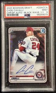 2020 Bowman Draft Cade Cavalli Black Wave Refractor True 1/1 PSA 9 Nationals - Picture 1 of 2