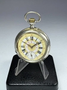 bellissimo vecchio OROLOGIO DA TASCA UOMO ARGENTO HTU pocket watch a carica manuale - Foto 1 di 7